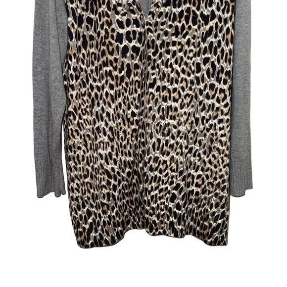 Chico Embellished Animal Print Gray Peyton Button Cardigan Sweater Size 3 XL/16 - Picture 4 of 15